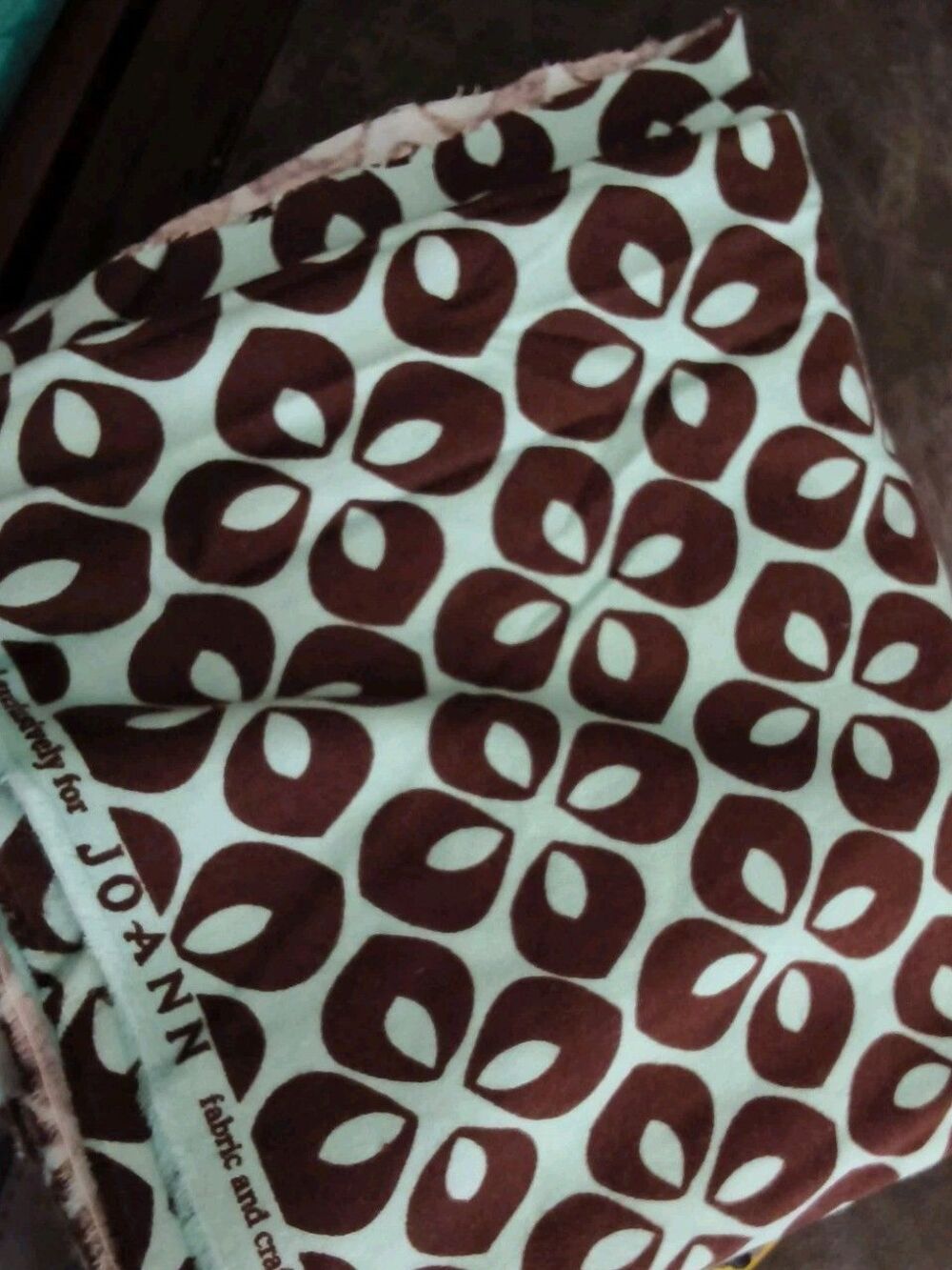 Joann Fabrics Mid-Century Modern Cotton Print Blue Brown 43x80 Fabric